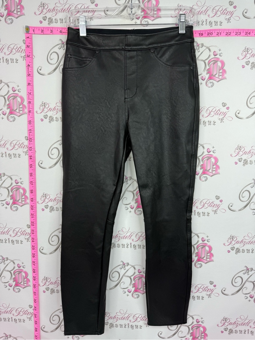 SPANX pants shiny Black Faux Leather Leggings